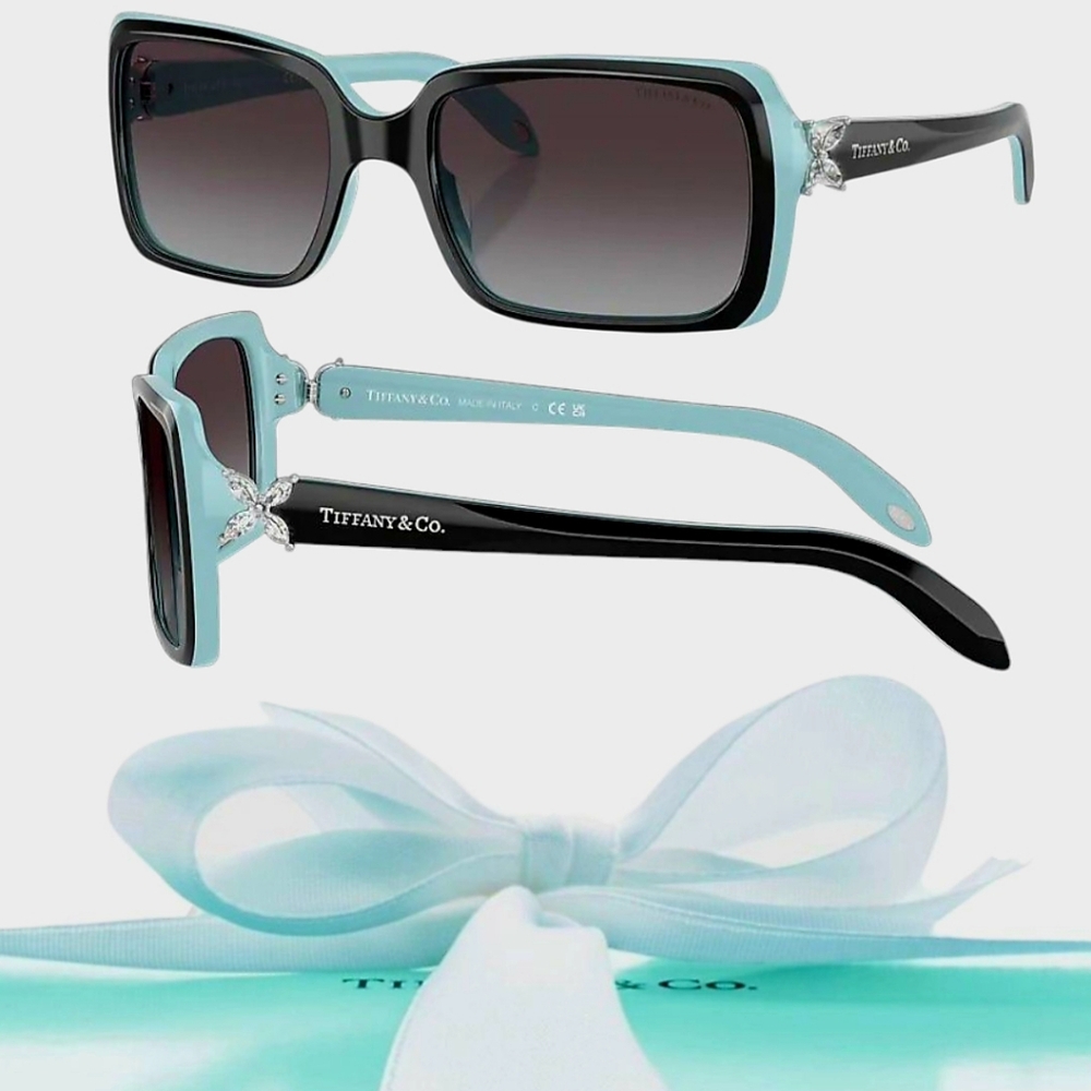 BNIB Tiffany & Co. 80553C Rectangle Sunglasses Top Black Azure PRESCIPTION - Picture 1 of 16